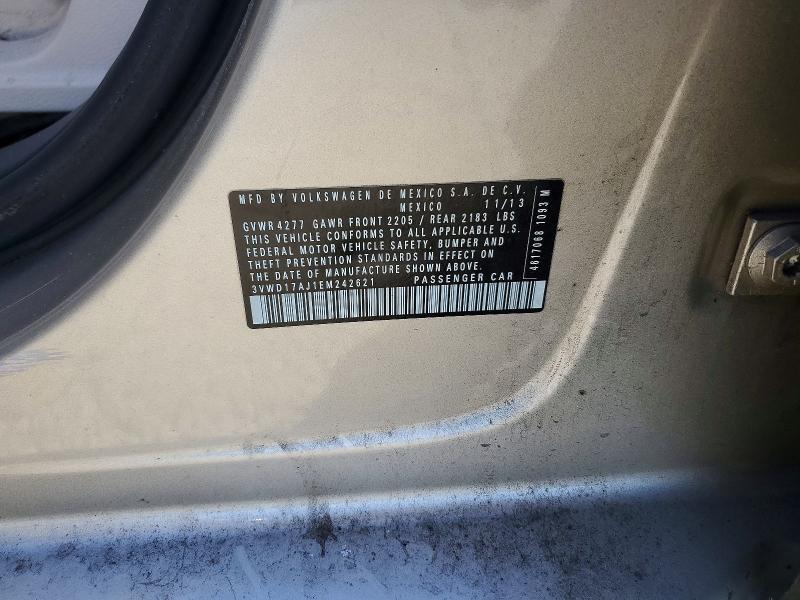 61512646 :رقم المزاد ، 3VWD17AJ1EM242621 vin ، 2014 Volkswagen Jetta مزاد بيع