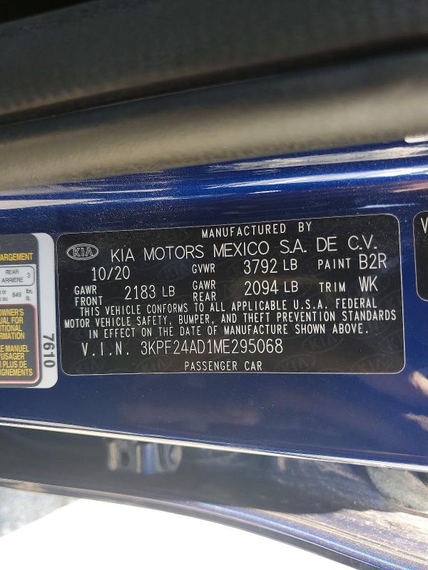 Продаж на аукціоні авто 2021 Kia Forte, vin: 3KPF24AD1ME295068, номер лоту: 60715996