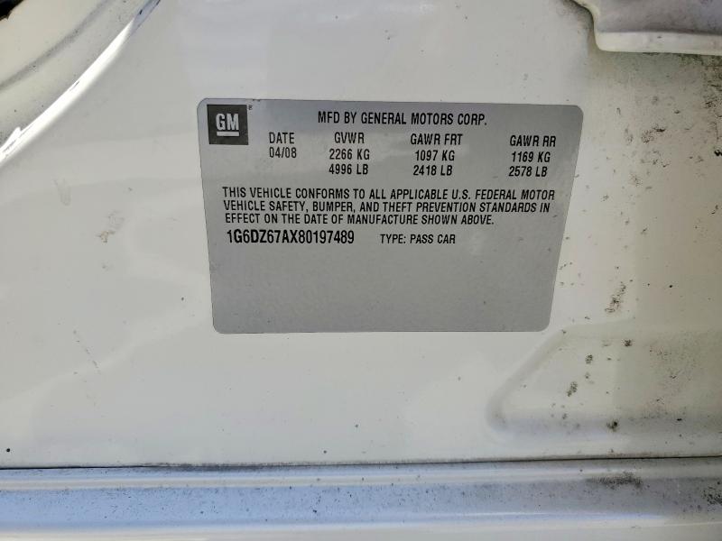 2008 Cadillac Sts მანქანა იყიდება აუქციონზე, vin: 1G6DZ67AX80197489, აუქციონის ნომერი: 60335256