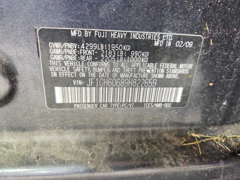 Aukcja sprzedaży 2009 Subaru Impreza, vin: JF1GH60689H822659, numer aukcji: 61281016