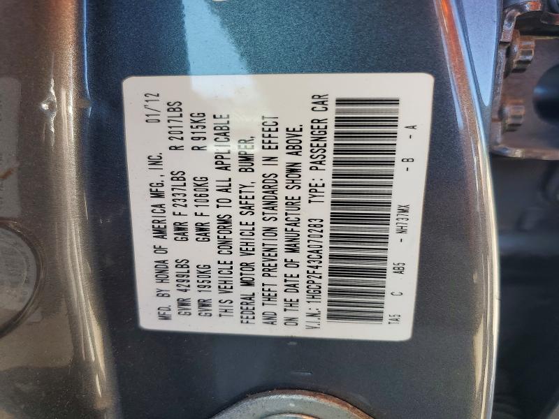 Aukcja sprzedaży 2012 Honda Accord, vin: 1HGCP2F43CA070283, numer aukcji: 61778036