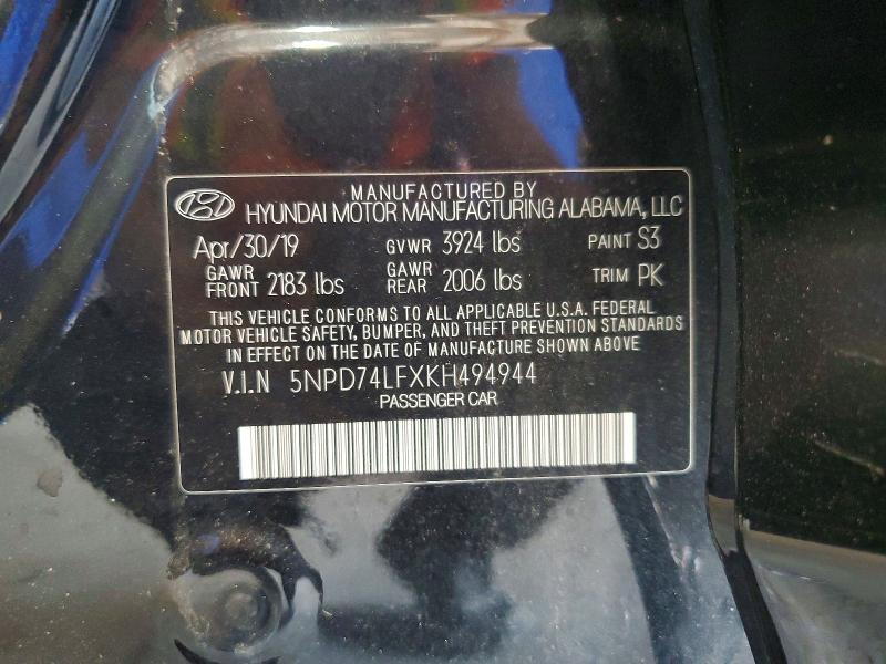 Продаж на аукціоні авто 2019 Hyundai Elantra, vin: 5NPD74LFXKH494944, номер лоту: 59280346