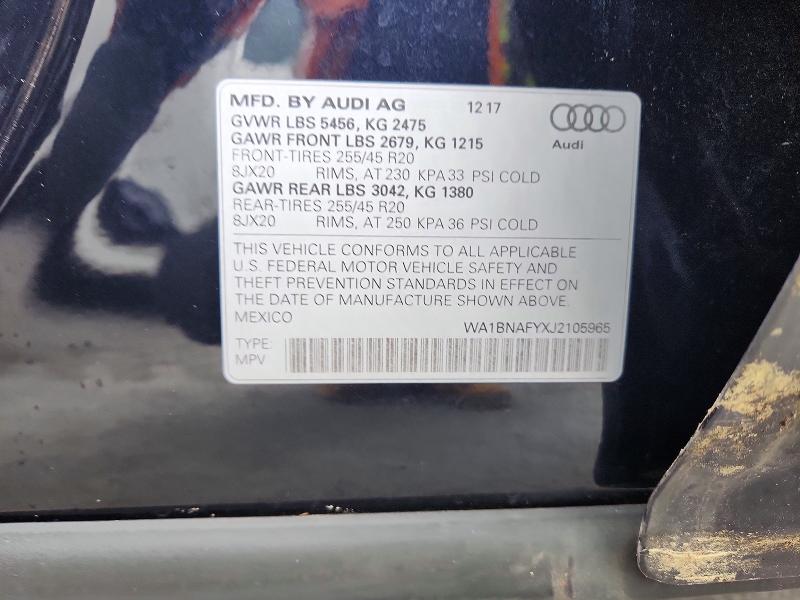 Aukcja sprzedaży 2018 Audi Q5, vin: WA1BNAFYXJ2105965, numer aukcji: 85772345