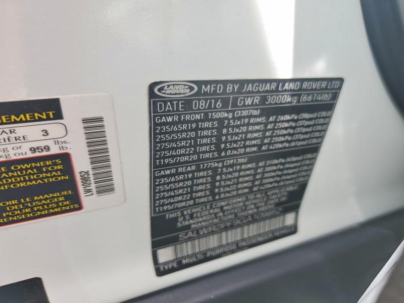Продаж на аукціоні авто 2016 Land Rover Range Rover Sport, vin: SALWR2PF9GA109852, номер лоту: 61772046