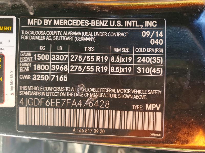 Aukcja sprzedaży 2015 Mercedes-benz Gl, vin: 4JGDF6EE7FA476428, numer aukcji: 59739546