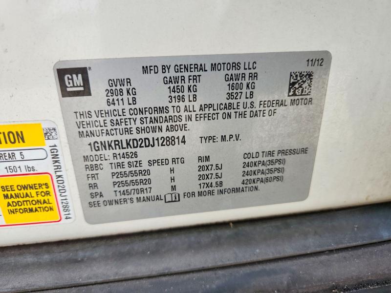61249066 :رقم المزاد ، 1GNKRLKD2DJ128814 vin ، 2013 Chevrolet Traverse مزاد بيع