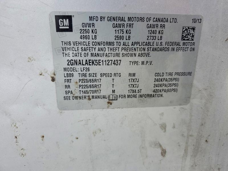Продаж на аукціоні авто 2014 Chevrolet Equinox, vin: 2GNALAEK5E1127437, номер лоту: 61473666