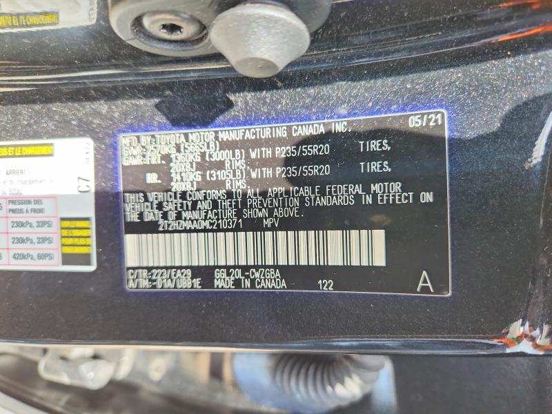 2021 Lexus Rx მანქანა იყიდება აუქციონზე, vin: 2T2HZMAA0MC210371, აუქციონის ნომერი: 59281396