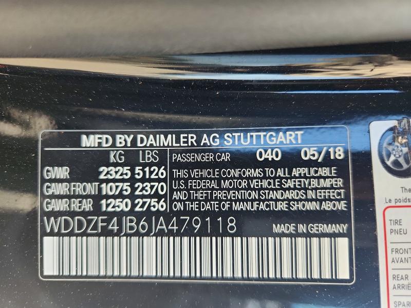59317446 :رقم المزاد ، WDDZF4JB6JA479118 vin ، 2018 Mercedes-benz E مزاد بيع