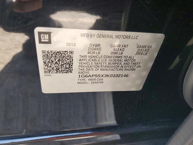 Продаж на аукціоні авто 2019 Cadillac Cts, vin: 1G6AP5SX3K0102146, номер лоту: 61353376
