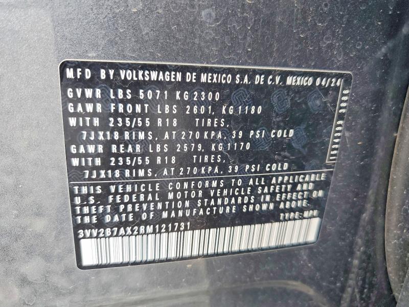 60664826 :رقم المزاد ، 3VV2B7AX2RM121731 vin ، 2024 Volkswagen Tiguan مزاد بيع