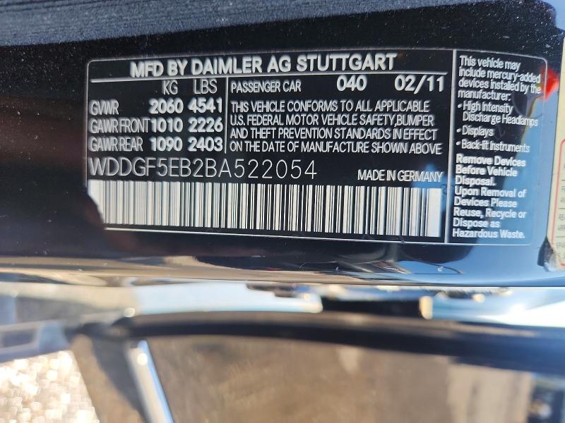 58888506 :رقم المزاد ، WDDGF5EB2BA522054 vin ، 2011 Mercedes-benz C مزاد بيع