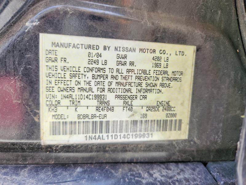 Продажа на аукционе авто 2004 Nissan Altima, vin: 1N4AL11D14C199931, номер лота: 60595436