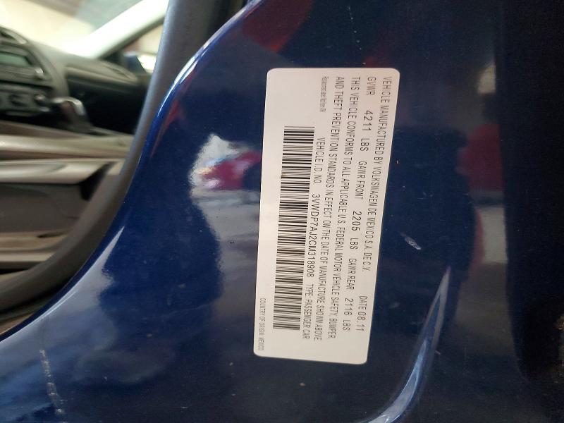 62347486 :رقم المزاد ، 3VWDP7AJ2CM318908 vin ، 2012 Volkswagen Jetta مزاد بيع