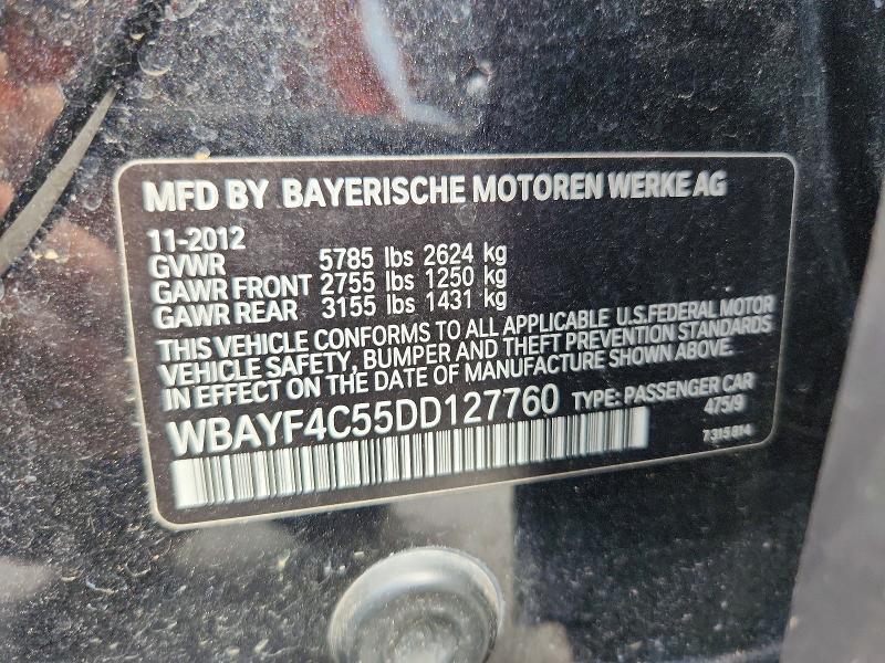 Продажа на аукционе авто 2013 Bmw Series 7, vin: WBAYF4C55DD127760, номер лота: 59273686