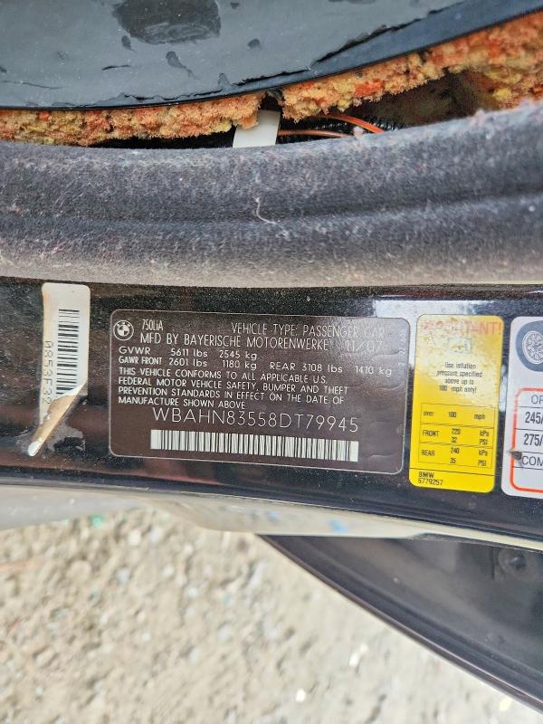 Продаж на аукціоні авто 2008 Bmw 750, vin: WBAHN83558DT79945, номер лоту: 60589346
