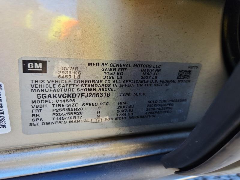 Продажа на аукционе авто 2015 Buick Enclave, vin: 5GAKVCKD7FJ286316, номер лота: 63565836