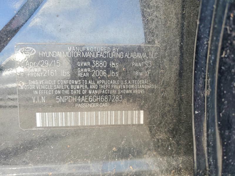 62111796 :رقم المزاد ، 5NPDH4AE6GH687283 vin ، 2016 Hyundai Elantra مزاد بيع