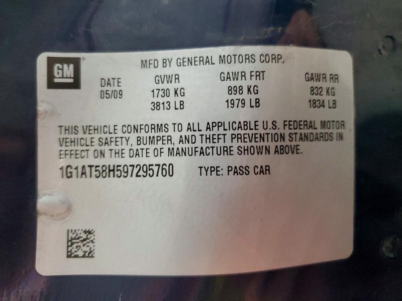 85635825 :رقم المزاد ، 1G1AT58H597295760 vin ، 2009 Chevrolet Cobalt مزاد بيع