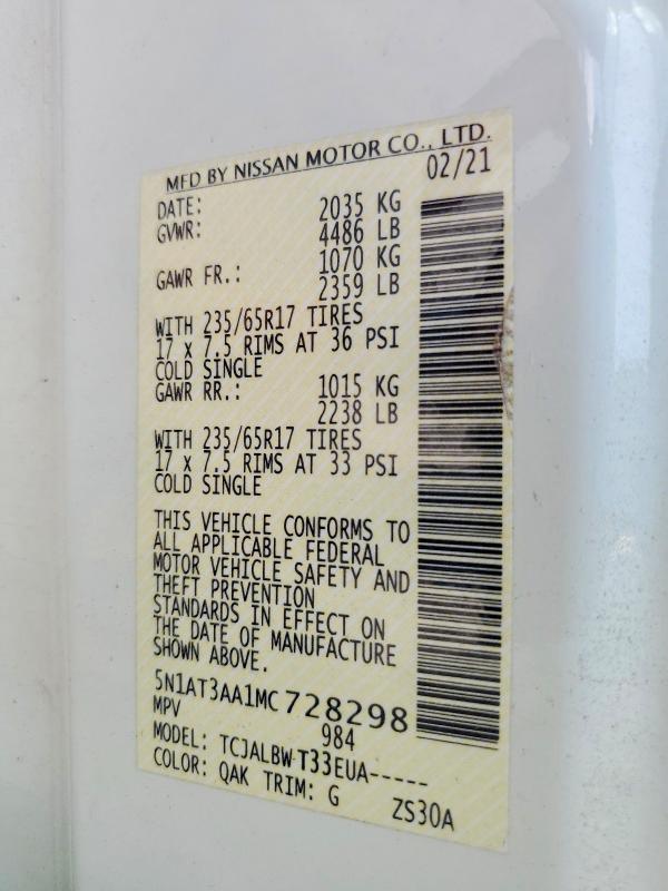 2021 Nissan Rogue მანქანა იყიდება აუქციონზე, vin: 5N1AT3AA1MC728298, აუქციონის ნომერი: 59953626