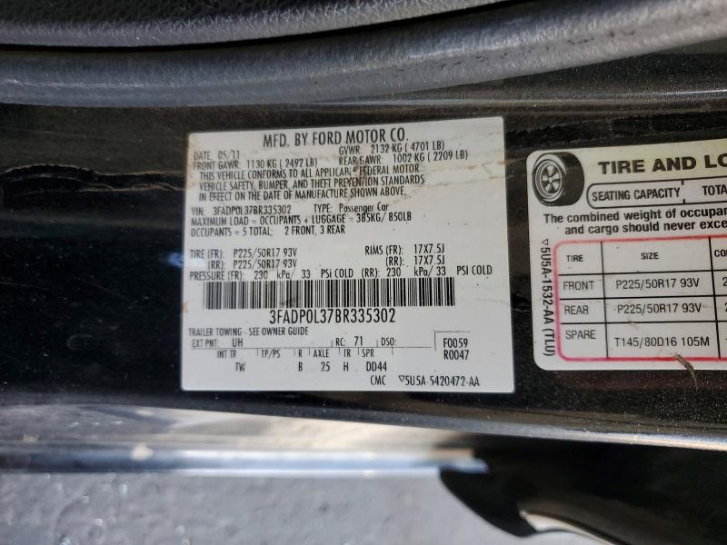 Продажа на аукционе авто 2011 Ford Fusion, vin: 3FADP0L37BR335302, номер лота: 62584306