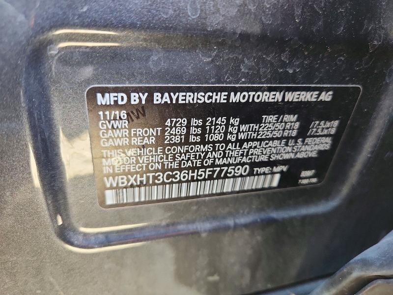Aukcja sprzedaży 2017 Bmw X1, vin: WBXHT3C36H5F77590, numer aukcji: 59173926