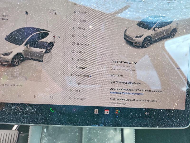 2022 Tesla Model Y მანქანა იყიდება აუქციონზე, vin: 7SAYGDEE0NF424476, აუქციონის ნომერი: 60527786