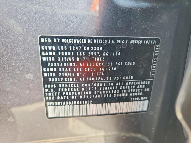 62045756 :رقم المزاد ، 3VV3B7AX0JM061652 vin ، 2018 Volkswagen Tiguan مزاد بيع