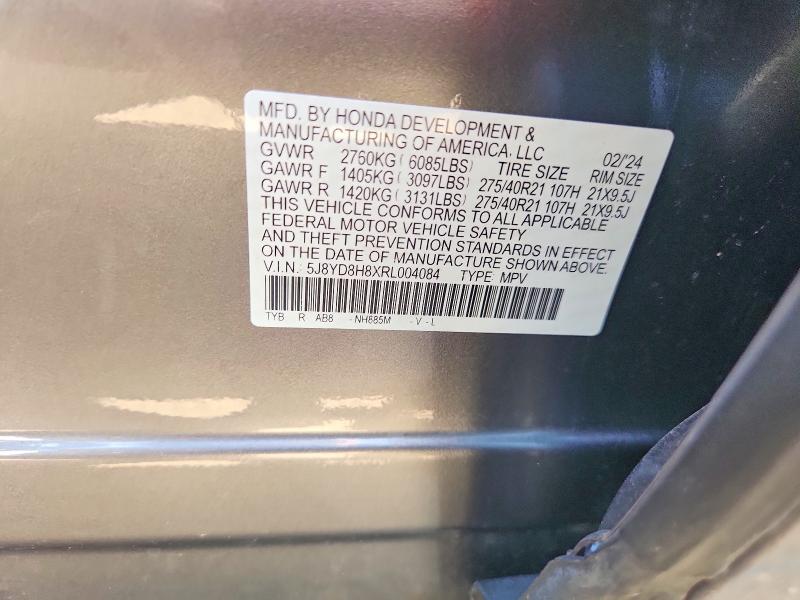 Продажа на аукционе авто 2024 Acura Mdx, vin: 5J8YD8H8XRL004084, номер лота: 59217756