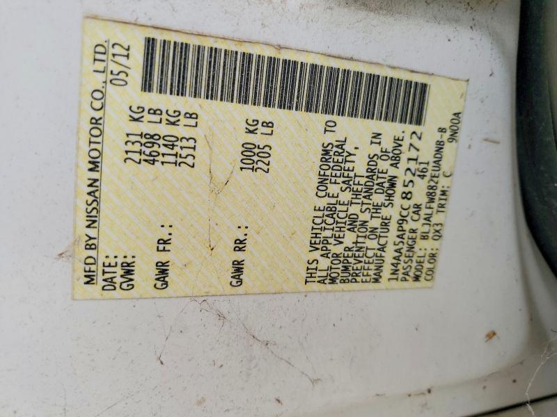 Aukcja sprzedaży 2012 Nissan Maxima, vin: 1N4AA5AP9CC852172, numer aukcji: 60164206