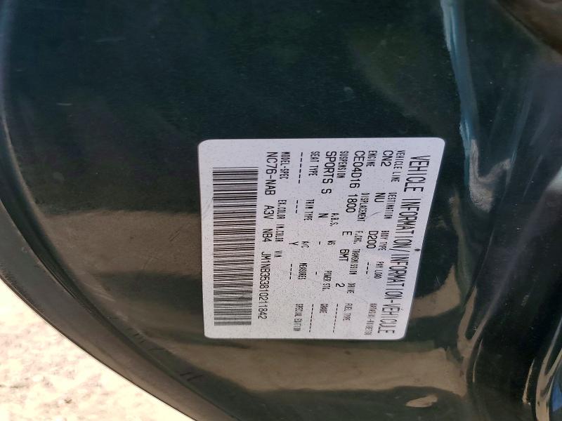 Продаж на аукціоні авто 2001 Mazda Mx-5 Miata, vin: JM1NB353810211842, номер лоту: 58765246
