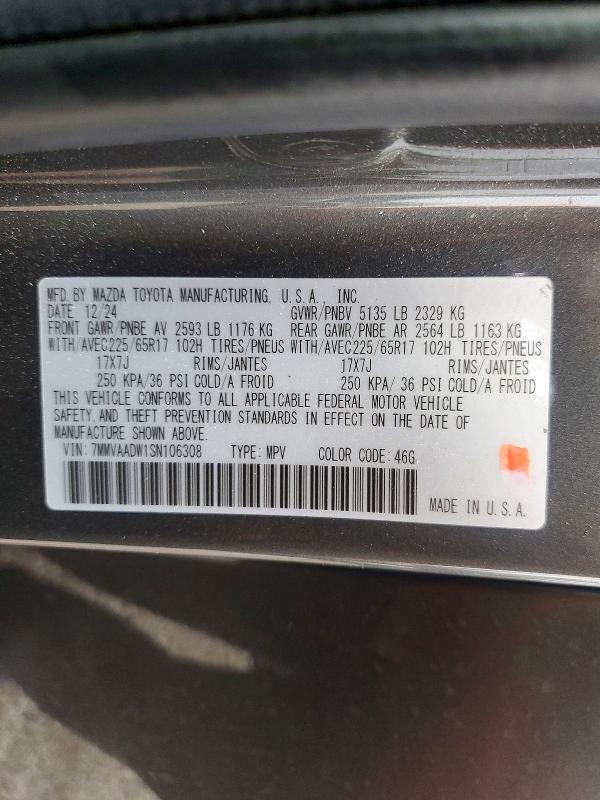 Aukcja sprzedaży 2025 Mazda Cx-50, vin: 7MMVAADW1SN106308, numer aukcji: 60519066