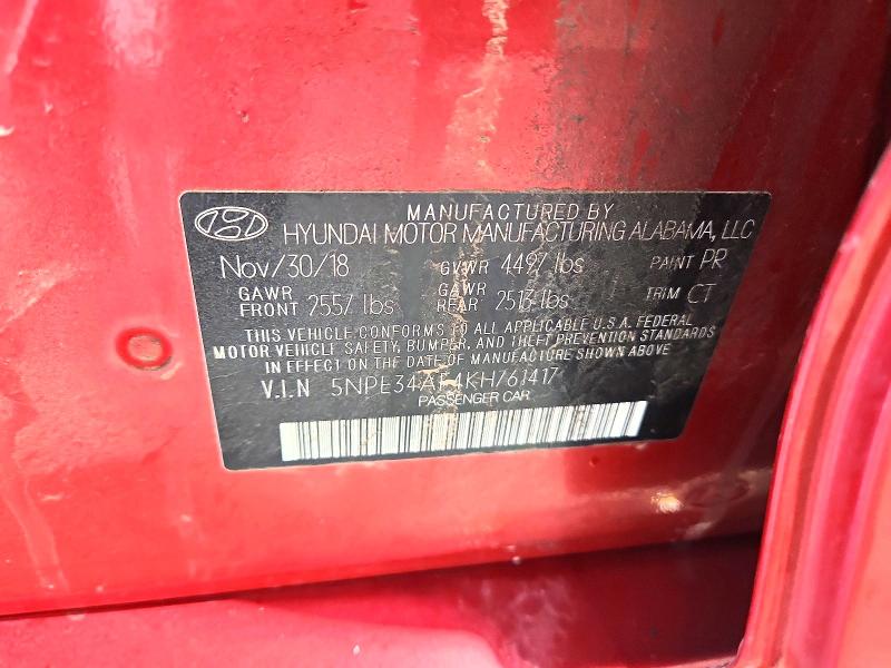 Aukcja sprzedaży 2019 Hyundai Sonata, vin: 5NPE34AF4KH761417, numer aukcji: 62711666
