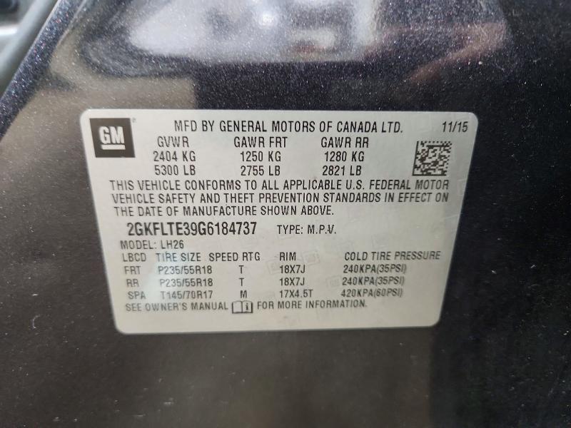 Aukcja sprzedaży 2016 Gmc Terrain, vin: 2GKFLTE39G6184737, numer aukcji: 61185836