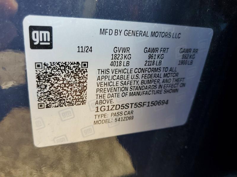 Продажа на аукционе авто 2025 Chevrolet Malibu, vin: 1G1ZD5ST5SF150694, номер лота: 62379656