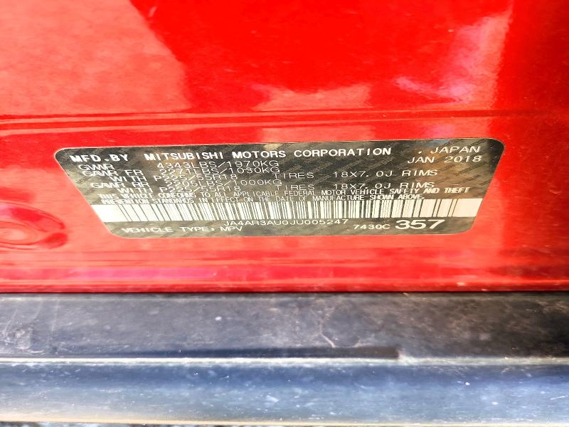 60017306 :رقم المزاد ، JA4AR3AU0JU005247 vin ، 2018 Mitsubishi Outlander Sport مزاد بيع