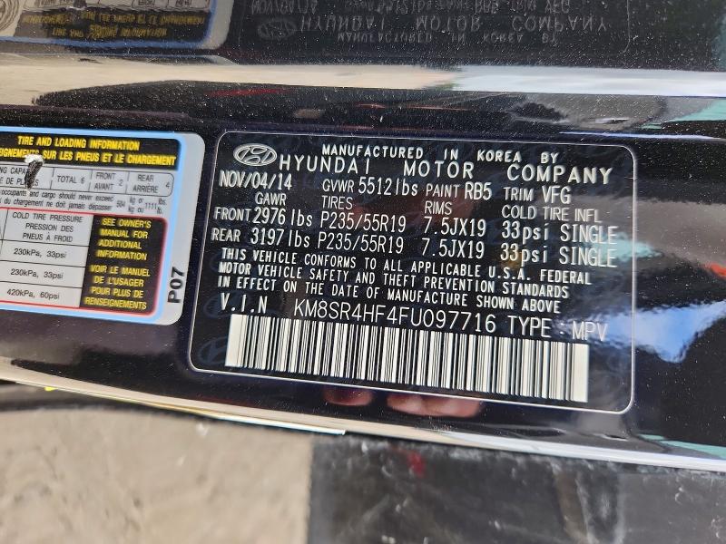 60813956 :رقم المزاد ، KM8SR4HF4FU097716 vin ، 2015 Hyundai Santa Fe مزاد بيع