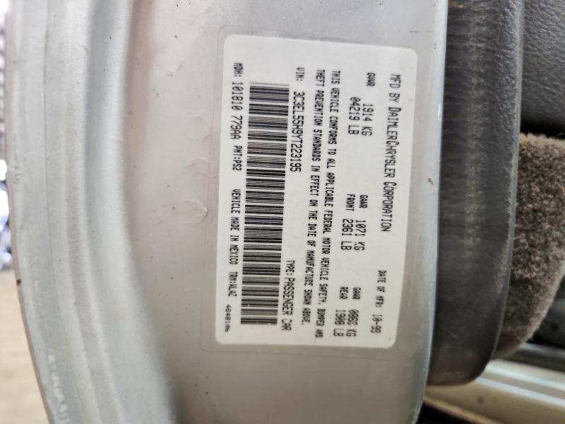 Aukcja sprzedaży 2000 Chrysler Sebring, vin: 3C3EL55H9YT223195, numer aukcji: 62683126