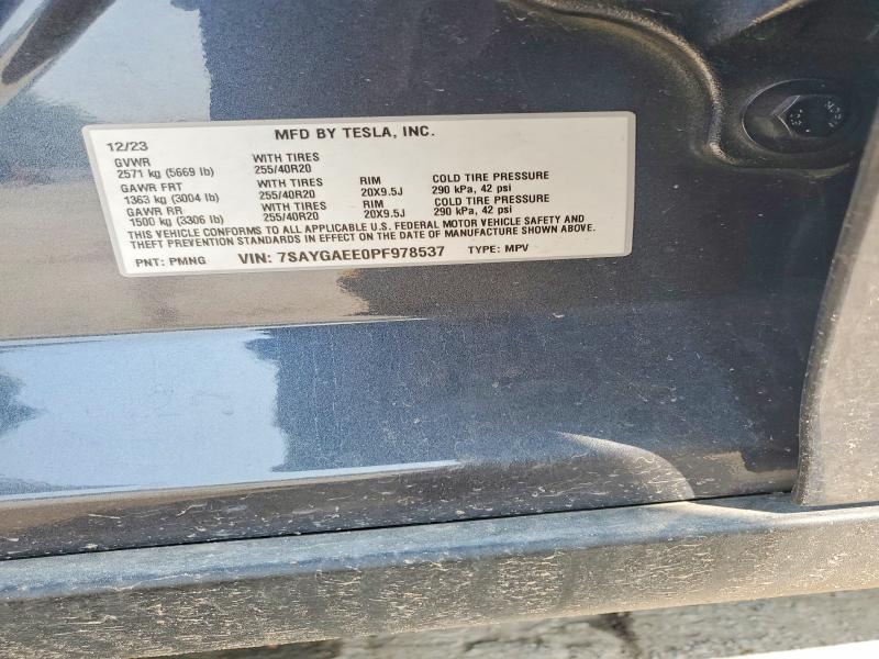 Продажа на аукционе авто 2023 Tesla Model Y, vin: 7SAYGAEE0PF978537, номер лота: 61016156