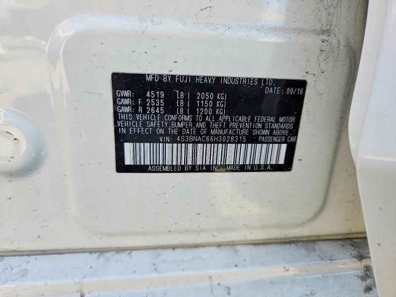 2017 Subaru Legacy მანქანა იყიდება აუქციონზე, vin: 4S3BNAC66H3028315, აუქციონის ნომერი: 61625076