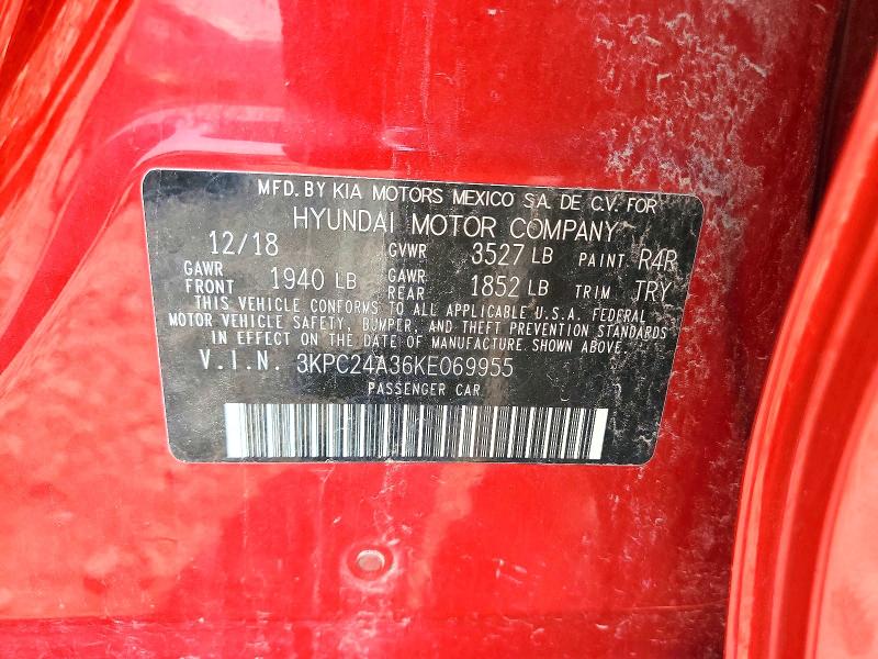 Aukcja sprzedaży 2019 Hyundai Accent, vin: 3KPC24A36KE069955, numer aukcji: 85966805