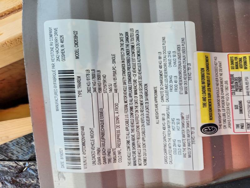 61705486 :رقم المزاد ، 4YDTCMM20NH931448 vin ، 2022 Cole Lantern 33 مزاد بيع