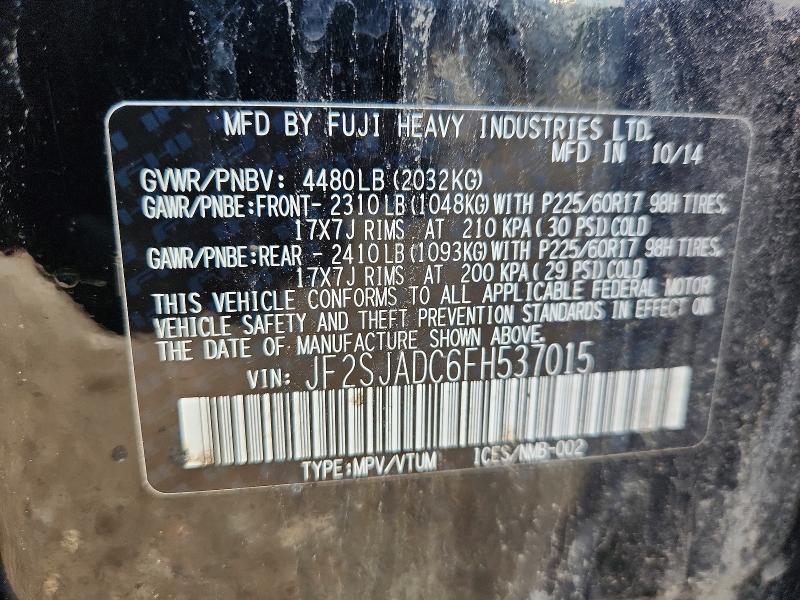 Aukcja sprzedaży 2015 Subaru Forester, vin: JF2SJADC6FH537015, numer aukcji: 60648276