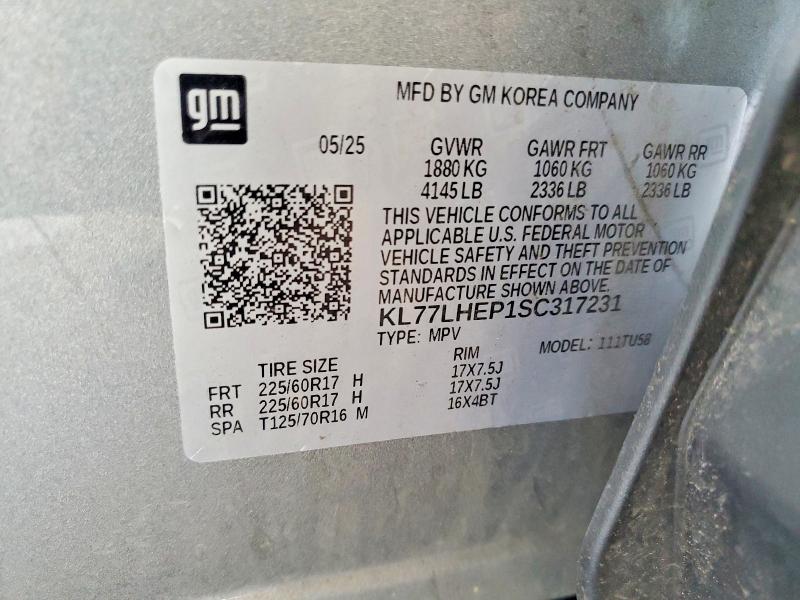 Aukcja sprzedaży 2025 Chevrolet Trax, vin: KL77LHEP1SC317231, numer aukcji: 60946676