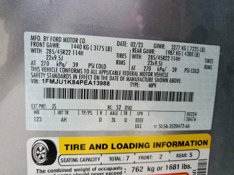 2023 Ford Expedition მანქანა იყიდება აუქციონზე, vin: 1FMJU1K84PEA13988, აუქციონის ნომერი: 60062306