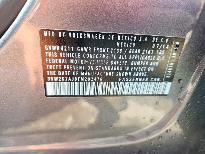 59258226 :رقم المزاد ، 3VW2K7AJ8FM202476 vin ، 2015 Volkswagen Jetta مزاد بيع