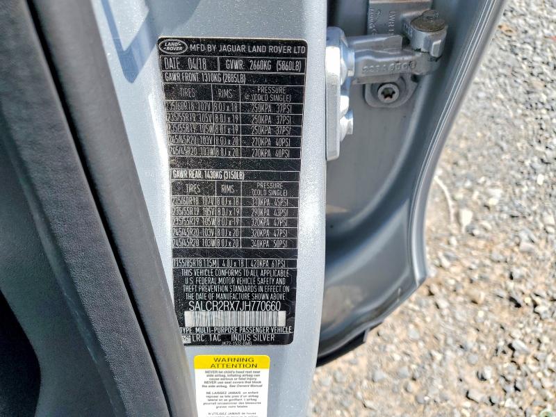 2018 Land Rover Discovery Sport მანქანა იყიდება აუქციონზე, vin: SALCR2RX7JH770660, აუქციონის ნომერი: 61839686