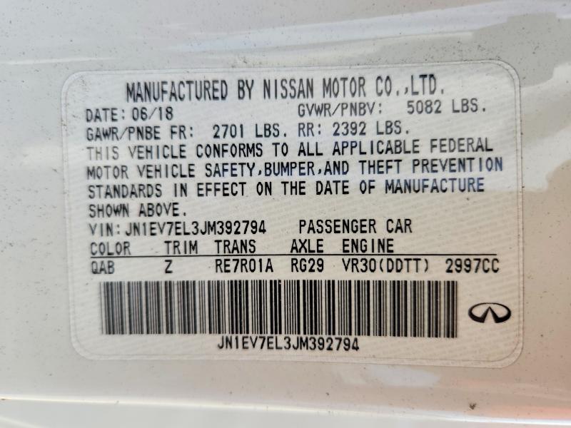 59281706 :رقم المزاد ، JN1EV7EL3JM392794 vin ، 2018 Infiniti Q60 مزاد بيع
