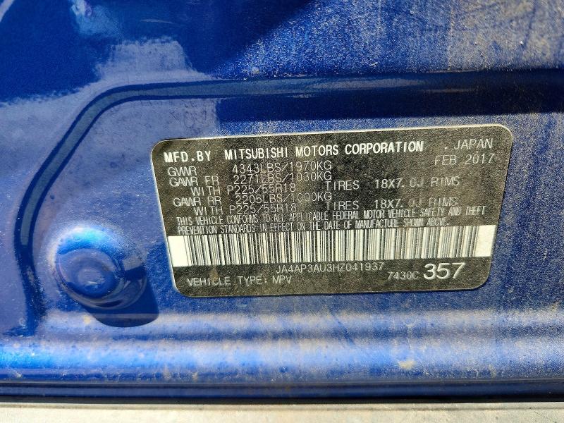 62478756 :رقم المزاد ، JA4AP3AU3HZ041937 vin ، 2017 Mitsubishi Outlander Sport مزاد بيع
