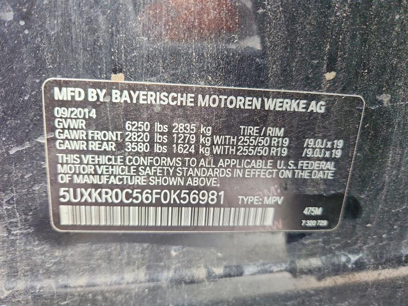 Auction sale of the 2015 Bmw X5, vin: 5UXKR0C56F0K56981, lot number: 60519166